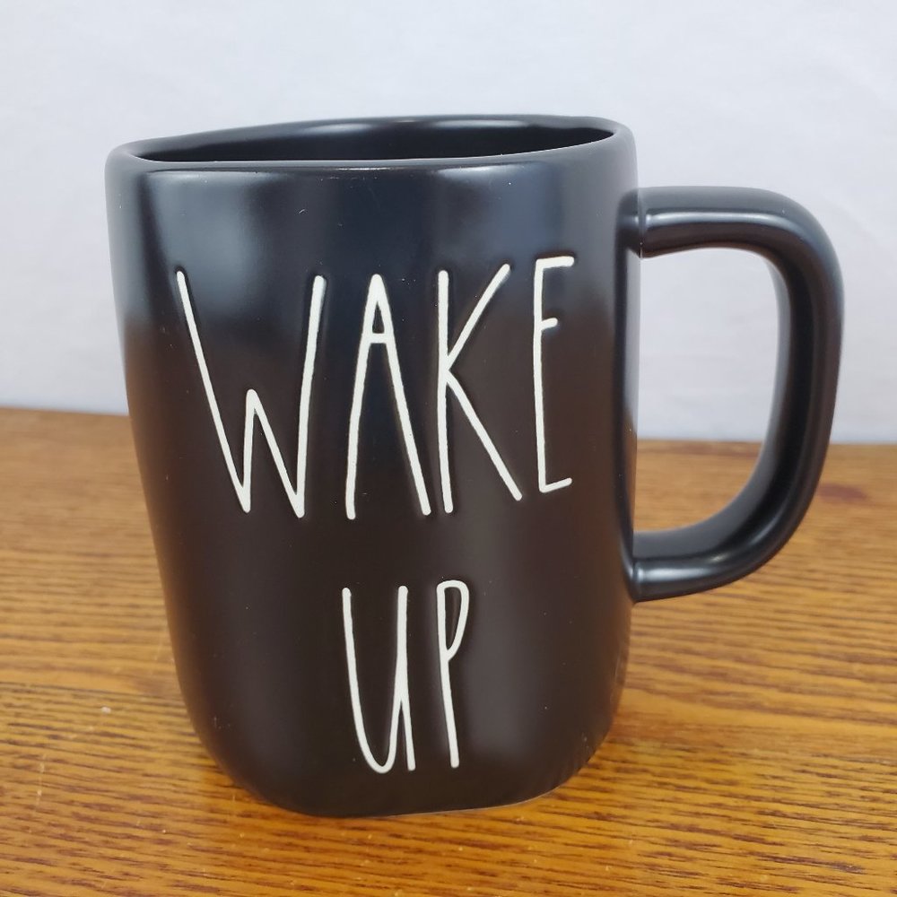 Rae Dunn Black Mug Wake Up Artisan Collection New
